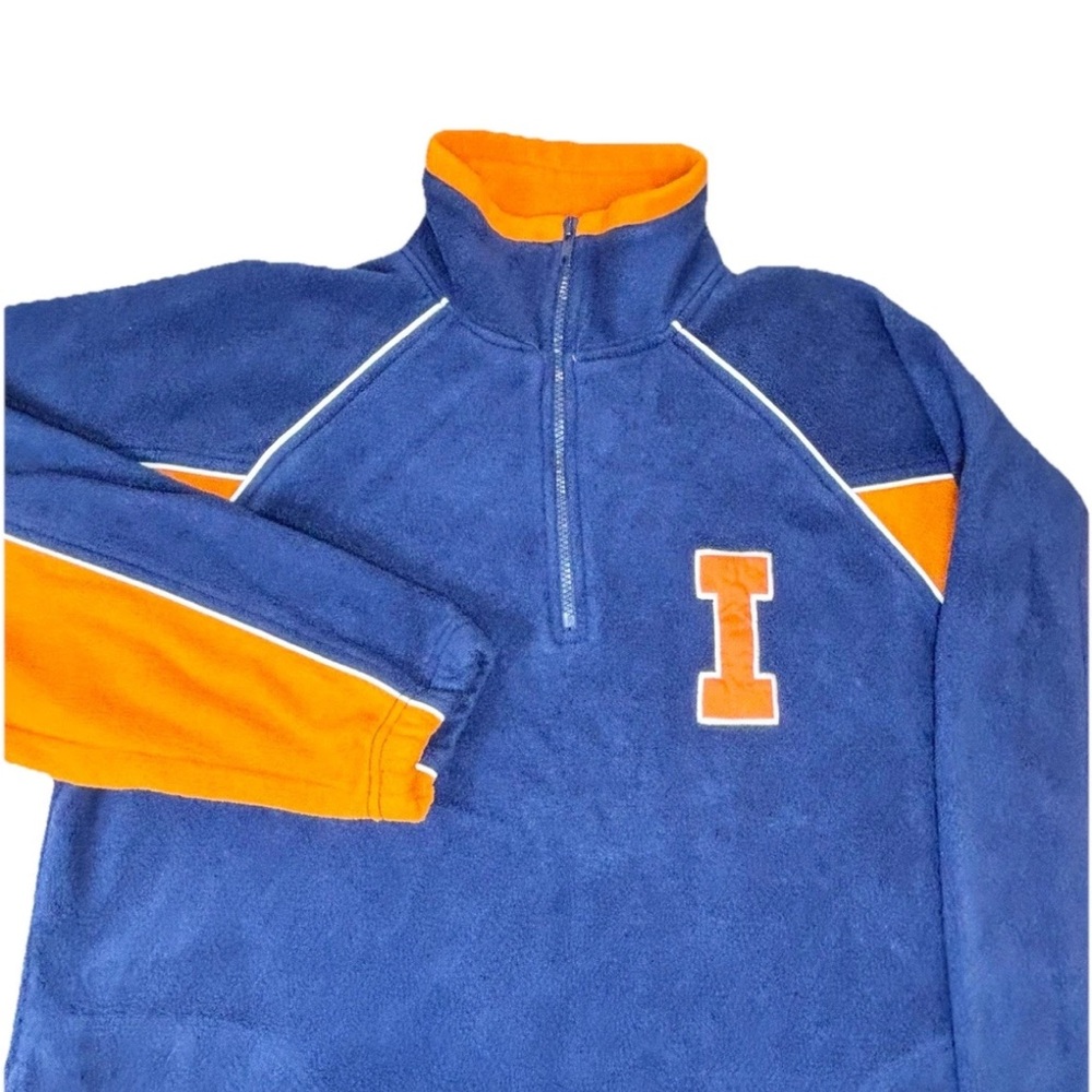 Vtg Russell Athletic 1/4 Zip Fleece Medium University Of Illinois - Picture 1 of 8